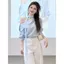 Áo sơ mi đeo vai sang trọng dành cho nữ Đầu mùa xuân Phong cách mới Độc đáo Đẹp Top Đầu mùa hè Mặc thường ngày Quần ống rộng Bộ đồ hai mảnh