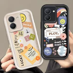 Ốp Lưng Cho VIVO Y36 Y27S 4G Hoạt Hình Silicon Màu Kẹo Vỏ Điện Thoại Mềm Nhãn TPU Nụ Cười Hoa Mắt Thiên Thần Ốp Lưng Chống Sốc