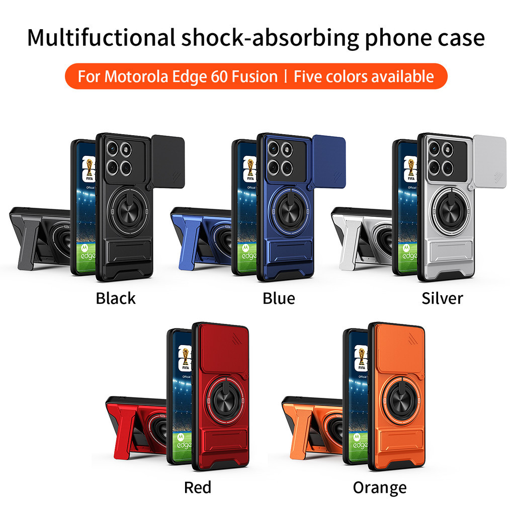 Ốp Điện Thoại Đa Năng Sang Trọng Thích Hợp Cho Motorola Edge 60 Fusion Neo Pro 5G 70 Dây 360°Giá đỡ vòng có vỏ máy ảnh Vỏ bảo vệ toàn diện chống sốc