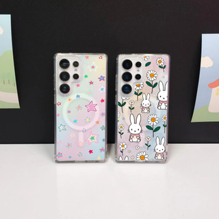 Dành Cho Samsung s26 Ultra S25 FE S25 Ultra Ốp Lưng S24 Ultra S24 FE Hoạt Hình Dễ Thương A56 17 16 15 14 13 12 pro max Từ S23 Siêu Cứng Trong Suốt Màu Sắc Họa Tiết Ngôi Sao Thỏ