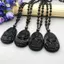 AqToCna Obsidian Đá Phật Hạt Dây Xích Nelace Bắt chước Ngọc Phật Giáo Bồ Tát Bùa Hộ Mệnh Talisman Trang Sức Dành Cho Nữ Bảo Vệ Luy AqToCna
