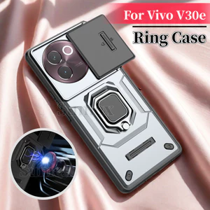 Vivo V30e 2024 5G Trượt Camera Bảo Vệ Ốp Điện Thoại Chống Sốc Cứng Đứng Vòng Giá Đỡ Vỏ hp Vivov30e Vevo V 30E 4G 5G TPU Mềm Chống Rơi Xe Từ Tính Giá Đỡ
