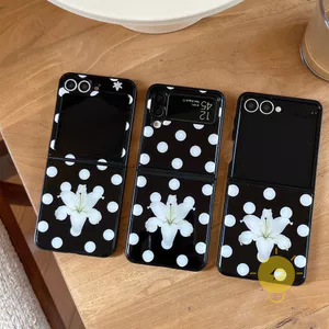 Phone Case For SAMSUNG Galaxy ZFlip7 / Z Flip 6 / Z Flip 5 / Z Flip 4 / Z Flip 3 TPU Chain Polka Dot Lily Polka Dot Aesthetic Korean Cute