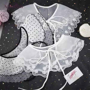 AqToCna Nữ Ren Cổ Giả Mây Vai Áo Sơ Mi Giả Cổ Có Thể Tháo Rời Nelace AqToCna