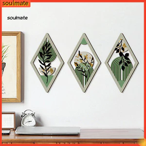 Linh hồn| Boho Sang Trọng Trang Trí Tường Hoa Trang Trí Tường 3 Chiếc Boho Tối Giản Nghệ Thuật Treo Tường Bộ Hình Học Thực Vật Gỗ Áp Phích Rỗng Ra Trang Trí Nhà Trang Trại Cho Phòng Ngủ Lối Vào Trừu Tượng