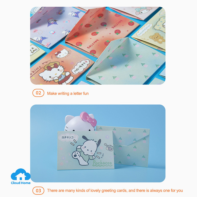 Thiệp chúc mừng gấp ba Sanrio Series, thiệp chúc phúc hoạt hình dễ thương, thiệp chúc mừng sinh nhật.
