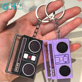 GHX 1 Miếng Mini Ghi Âm Mặt Dây Chuyền Sáng Tạo Ngộ nghĩnh Mini Đài Phát Thanh Đồ Chơi Âm Nhạc Túi Cổ Điển Trang Trí Móc Khóa Cặp Đôi Quà Tặng VN