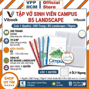 Tập Vở Sinh Viên Campus B5 Kẻ Ngang 200 Trang Landscape