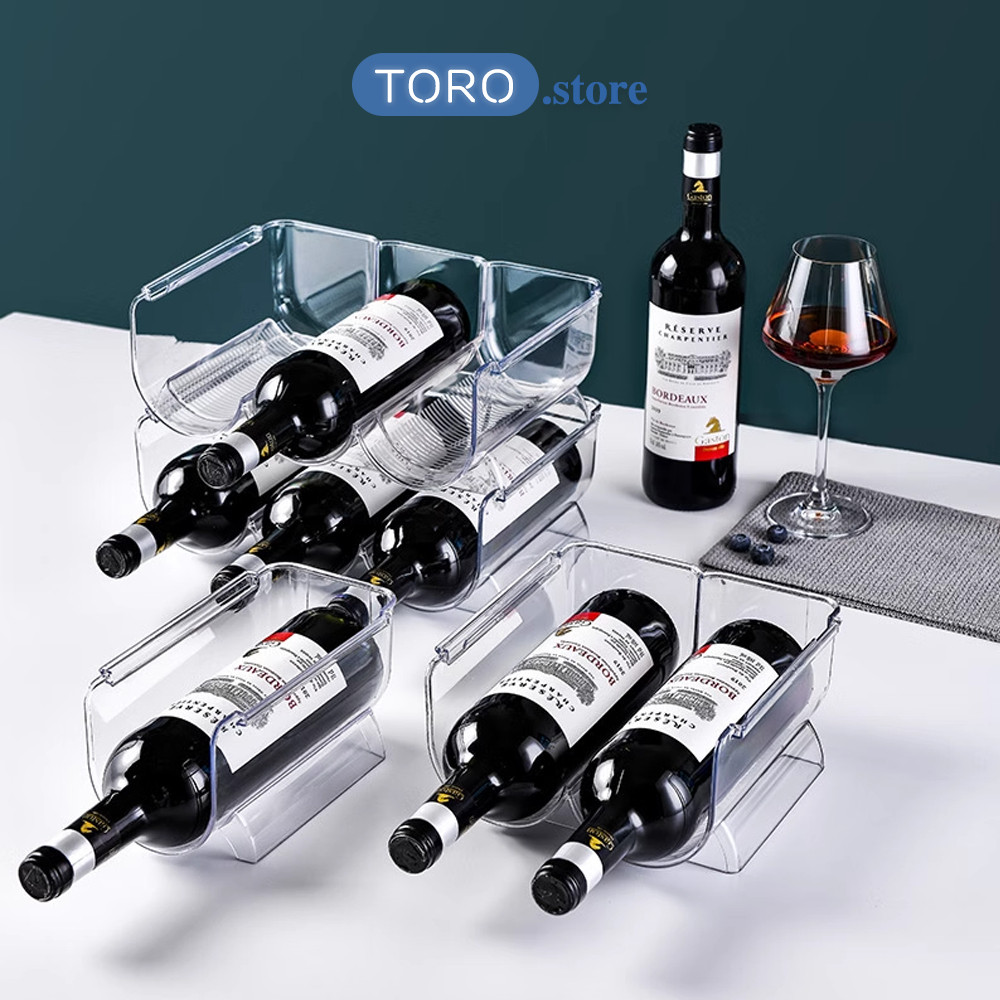 Khay Để Bình Nước HomeMate Nhựa PET Trong Suốt, Kệ Sắp Xếp Bình Nước Chồng Tầng Gọn Gàng