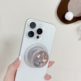 Giá đỡ điện thoại từ tính tròn kim cương 3d cho IPhone 17 16 15 14 13 12 Pro Max 14 Plus có thể gập lại Vòng cầm co giãn để bàn P5
