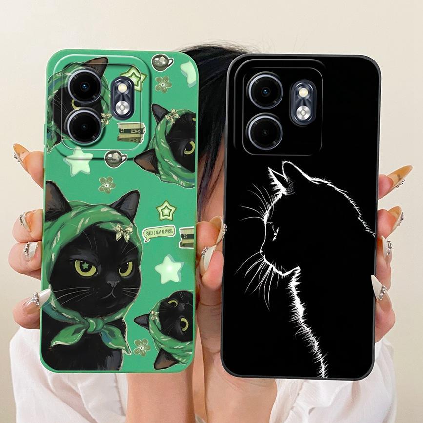Dành Cho Infinix Hot 50i X6531 Smart 9 9HD Ốp Điện Thoại Mèo Dễ Thương Mát Hoạt Hình Tranh Trường Hợp Chống Sốc Silicon Lỏng Vỏ Mềm