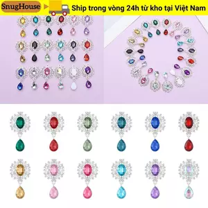 SNUGHOUSE 10 Chiếc Hợp Kim Kim Kim Cương Giả Trang Sức Phụ Kiện Thủ Công Lấp Lánh Pha Lê Giọt Nước Thổ Cẩm May Trang Trí Mặt Dây Chuyền
