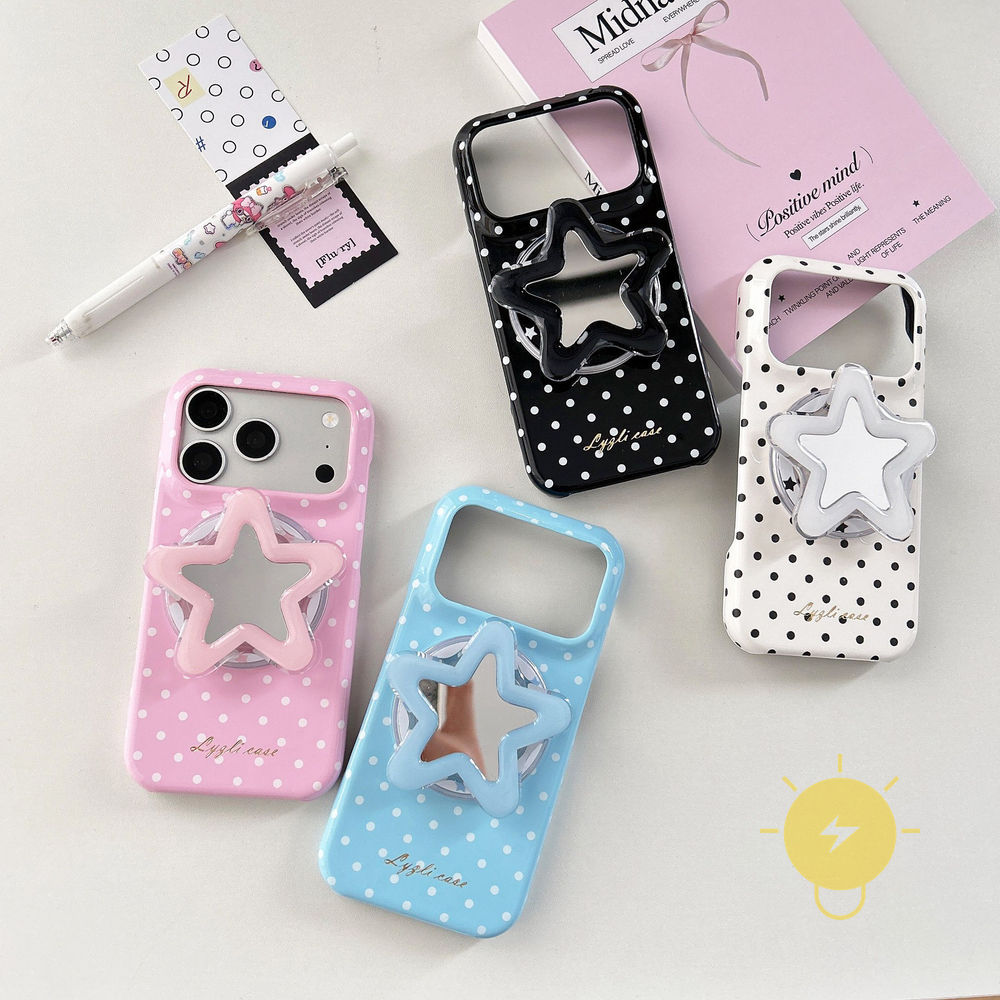 Phone Case For iPhone 17 Pro Max 16 15 14 13 with Griptok TPU Magnetic Polka Dot with Griptok Polka Dot Aesthetic Korean Cute