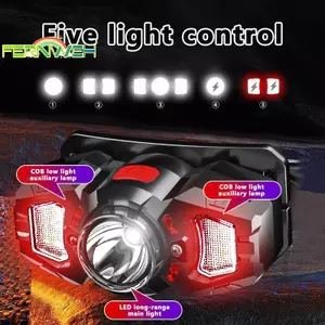 Đèn pha LED ngoài trời Cảm biến thông minh Mũ nón nguồn sáng kép 10-15h Đèn câu cá [MỚI]