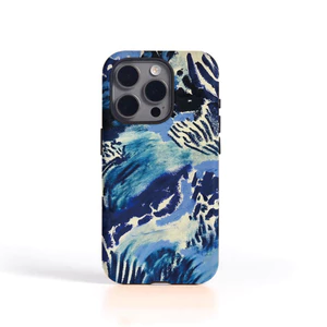 Họa tiết nghệ thuật màu xanh Thích hợp cho iPhone 17Promax 16Pro 15 11 12 13 14 xs XR 17Air Vỏ cứng hai lớp chống sốc JB9R