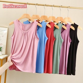 Phụ nữ Modal plus size vest nữ mùa hè mới nhúm xếp li dáng rộng vest đơn giản hàng đầu l 6xl