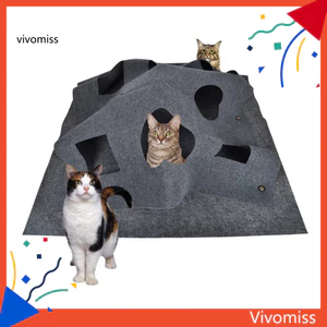 Đường hầm mèo nỉ có thể gập lại với lỗ Peek-a-boo – Thảm chơi trong nhà lớn Đồ chơi tập thể dục hang động Hideaway cho mèo Hoạt động làm giàu cho thú cưng năng động Đồ chơi mèo có đường hầm