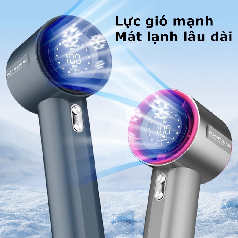Quạt Cầm Tay Mini 4000mAh Màn Hình LED 100 Cấp Tốc Độ Gió Yên Tĩnh Sạc Nhanh Type-C Chất Liệu Bền