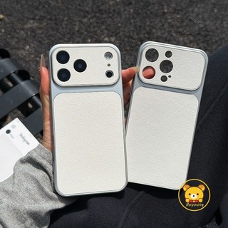 Ốp Điện Thoại Da PU Trắng Cho OPPO Reno 15C 15F 15 Pro Max Mini 14F 14 13F 13 12F 12 FS 11F 11 10 9 Pro Plus 5G 4G Ins Style Cover Vỏ Mềm Mờ Đơn Giản Dễ Thương