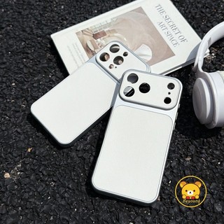 Ốp Điện Thoại Da PU Trắng Cho OPPO Reno 15C 15F 15 Pro Max Mini 14F 14 13F 13 12F 12 FS 11F 11 10 9 Pro Plus 5G 4G Ins Style Cover Vỏ Mềm Mờ Đơn Giản Dễ Thương