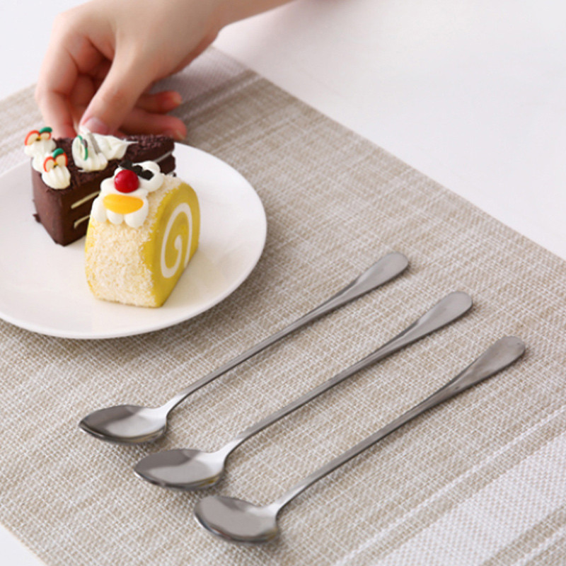 🌤️COD🌤️thìa muỗng dài ăn khuấy sữa bằng thép không gỉ inox 20cm khuấy nước mật ong vàng bạc cute