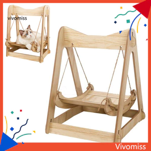 Võng mèo bằng gỗ Giường cho thú cưng nâng cao dành cho mèo Mèo con Chó nhỏ Thỏ – Giường treo thoải mái Khuyến khích thời gian chơi và thư giãn Chất liệu an toàn Xoay mèo