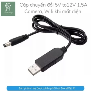 CP39 - Dây cáp nguồn chuyển đổi USB 5v - DC 5.5 12V tự động chuyển nguồn từ pin dự phòng sang wifi, modem, router điện