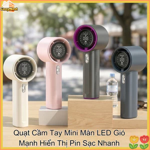 quạt cầm tay mini pin 1200mah màn hình led 100 cấp tốc độ gió mạnh yên tĩnh sạc nhanh type-c
