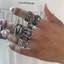 Bộ nhẫn vương miện đầu lâu Punk dành cho nam 6 chiếc - Mạ điện hợp kim kẽm bạc cổ điển - Nhẫn dự tiệc đường phố Hip-hop có thể xếp chồng lên nhau