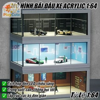 1: 64 Diecast Display Case Clear Acrylic LED Chiếu sáng Chống bụi USB Powered Hội cho Bộ sưu tập