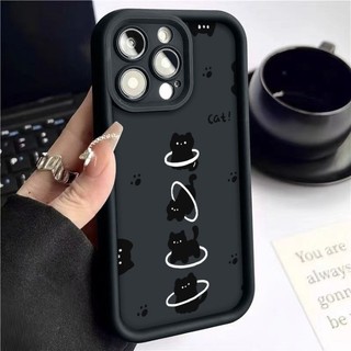 Dành Cho IPhone17 16 15 14 13 12 11ProMax X XR XSMax 7Plus Vui vẻ dễ thương mèo đen trường hợp điện thoại