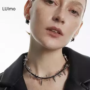 Chocker Punk Gothic Kim Loại Gai Đinh Tán, Phù Hợp Nam Nữ, Phụ Kiện Trang Sức Y2K