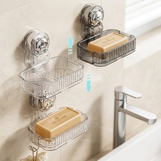 Giá đỡ xà phòng treo tường Giá xả vòi hoa sen Không cần khoan chân không Silicone ABS Bồn rửa phòng tắm Nhà bếp