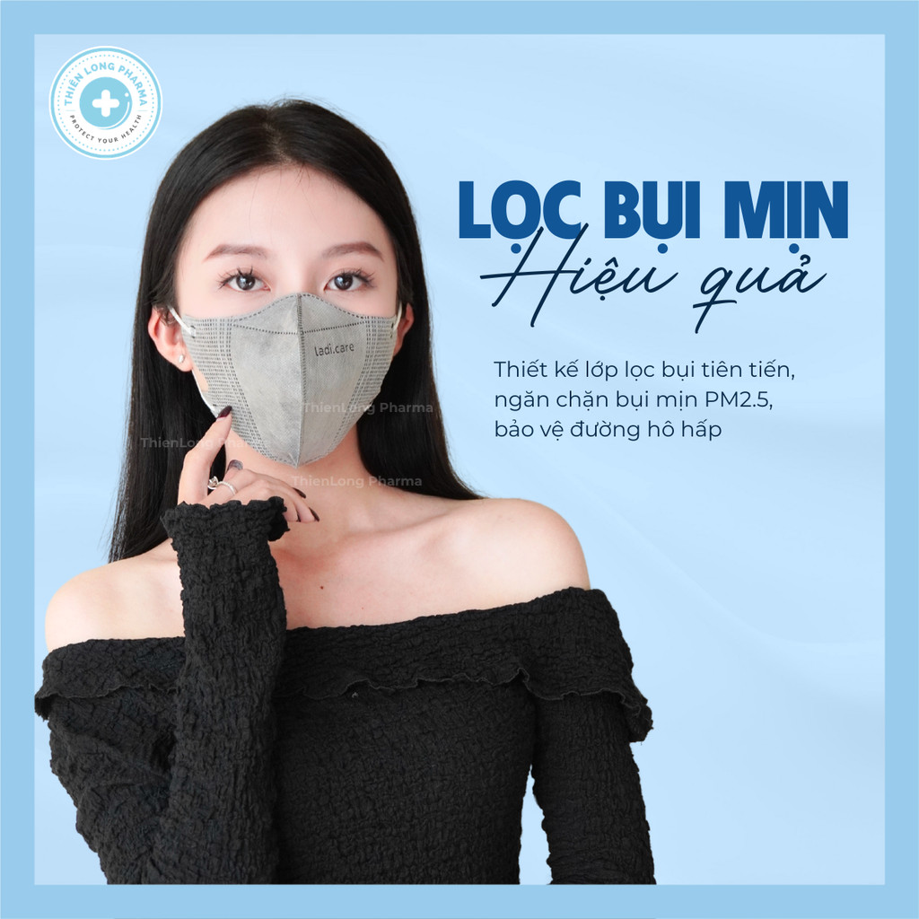 [Thùng 100 Chiếc] Khẩu trang 5D LADICARE kháng khuẩn dày dặn nhiều màu sắc