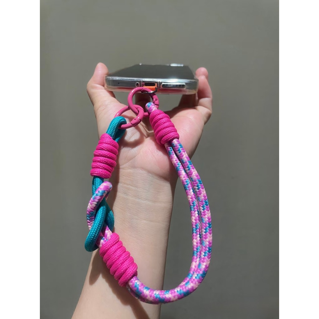 Dây đeo điện thoại cổ tay mới, móc khóa, thủ công đan tay, móc đôi, phụ kiện treo điện thoại
