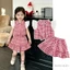 6M-3Y Bé Gái Bộ Kẻ Sọc In Thêu Ren Tay Bay Ve Áo Nút-Down Tank Tops + Eo Co Giãn Váy Chữ A