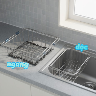 Có thể điều chỉnh Bồn rửa chén bằng thép không gỉ Giá phơi bát đĩa Thảm silicon Nhà bếp Quầy tiết kiệm không gian