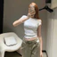 260g Cotton Người Liu Haosun Cùng Phong Cách Dawang Hot Kim Cương Chữ Slim-fit Slimmer Nhìn Nữ Hot Girl Phong Cách Niche Ngắn @26042806