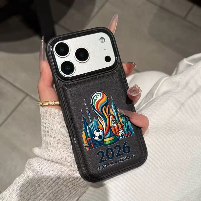 Ốp lưng da PU cao cấp World Cup 2026 North America chống sốc, bảo vệ toàn diện Cấp iPhone 17/16/15/14/13/12/11/X/XS Max