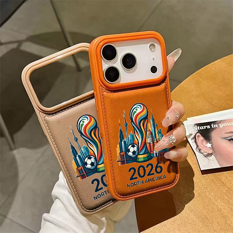 Ốp lưng da PU cao cấp World Cup 2026 North America chống sốc, bảo vệ toàn diện Cấp iPhone 17/16/15/14/13/12/11/X/XS Max