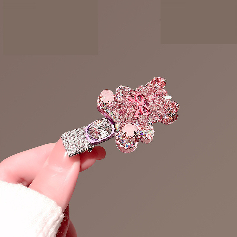 MAUROPOLI Kẹp tóc gấu hồng ngọt ngào, phụ kiện sang trọng, phù hợp mọi kiểu tóc