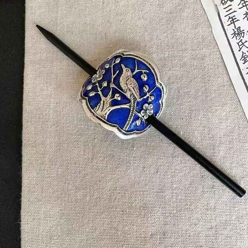 Kẹp tóc phong cách Trung Quốc retro, cloisonne, men giọt nước, phụ kiện lễ hội, sang trọng, phù hợp hàng ngày