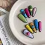Hai Chiều Nhiều Màu Sắc Trái Tim Tình Yêu Móng Tay Dễ Thương Phong Cách Nữ Tính Handmade Đeo Móng Tay Miễn Phí Thạch Keo Và Chà Dải