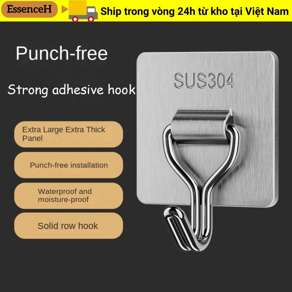 Móc tự dính ESSENCEH, Nhãn dán tường Không cần đục lỗ Móc áo, Móc treo tường chịu lực mạnh bằng thép không gỉ 304