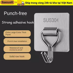 Móc tự dính ESSENCEH, Nhãn dán tường Không cần đục lỗ Móc áo, Móc treo tường chịu lực mạnh bằng thép không gỉ 304