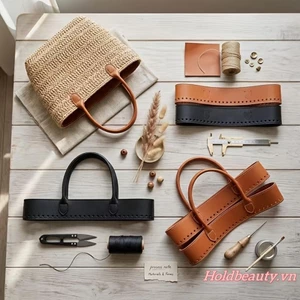 Dây đeo thân túi dệt DIY có cạnh đục lỗ Tích hợp Phụ tùng thay thế túi xách cho nữ Ví Tote