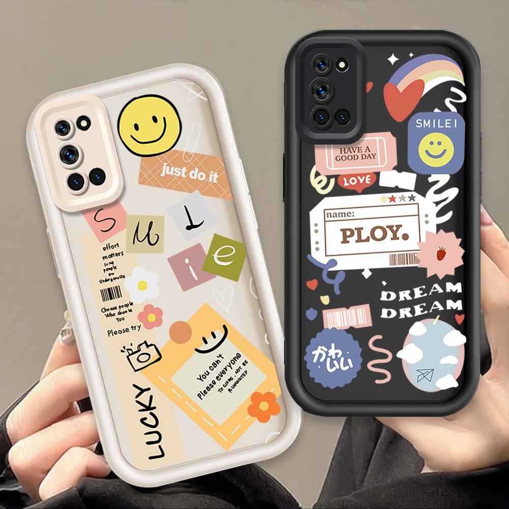 Ốp Lưng Cho OPPO A72 4G A92 A52 Hoạt Hình Silicon Phụ Kiện Vỏ Điện Thoại Mềm Nhãn TPU Nụ Cười Hoa Mắt Thiên Thần Ốp Lưng Chống Sốc