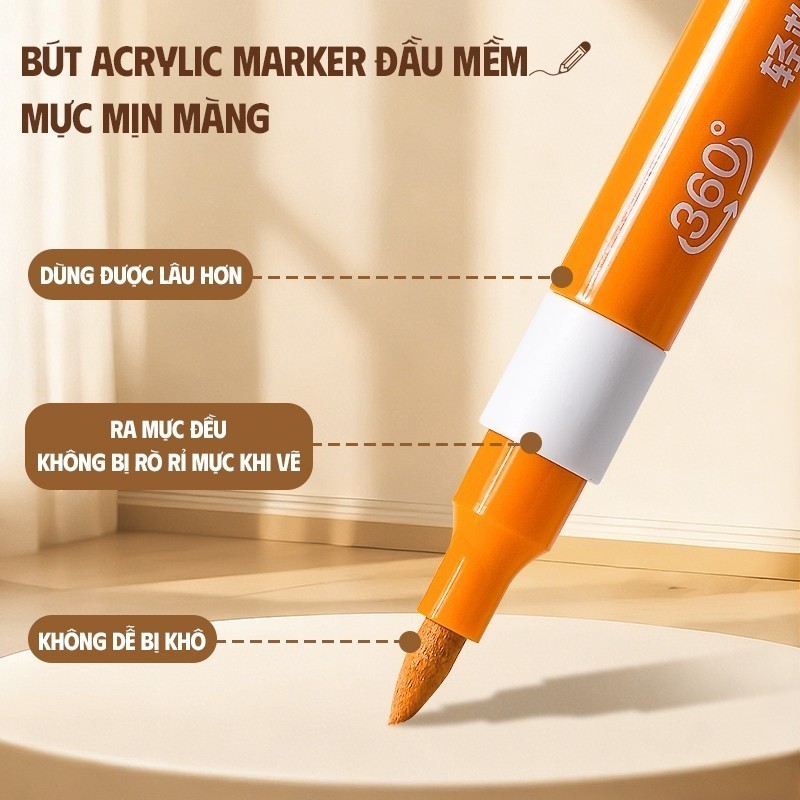 Màu Acrylic Marker Vẽ Tranh Đẹp Màu Sắc Tươi Sáng Bộ 24 36 72 84 Màu Học Sinh Ngòi Brush Giá Rẻ Cao Cấp