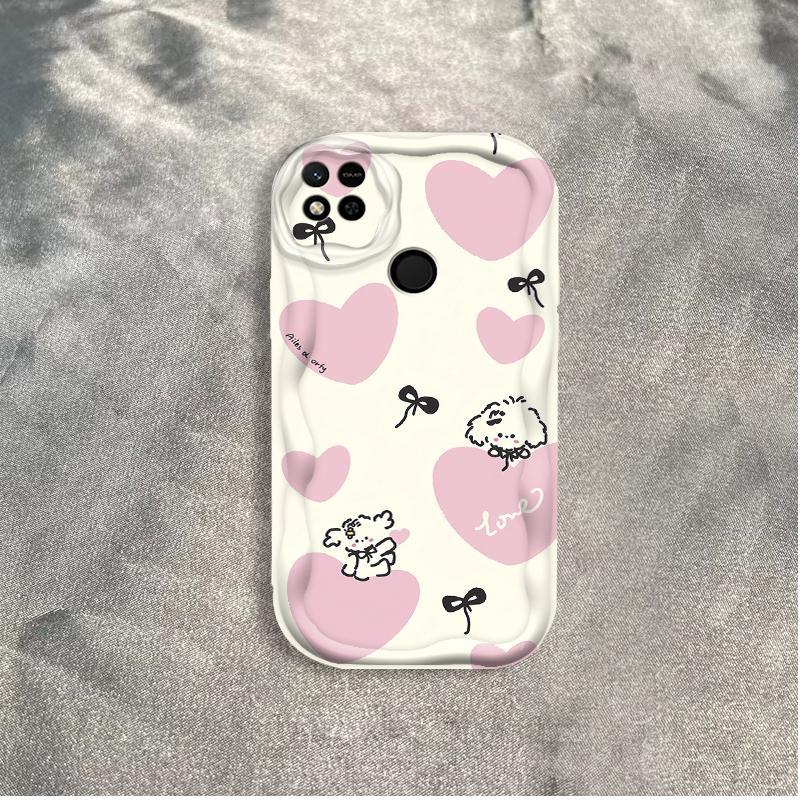 Thích hợp cho Redmi 9C 10A 3D Wave Soft TPU Bow Love Vỏ điện thoại chống sốc