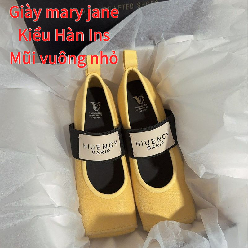 【✨Spot】Giày mary jane Kiểu Hàn Ins Vintage Mũi vuông nhỏ Đế nâng cao 4cm Dễ phối đồ Đế êm Giày nữ